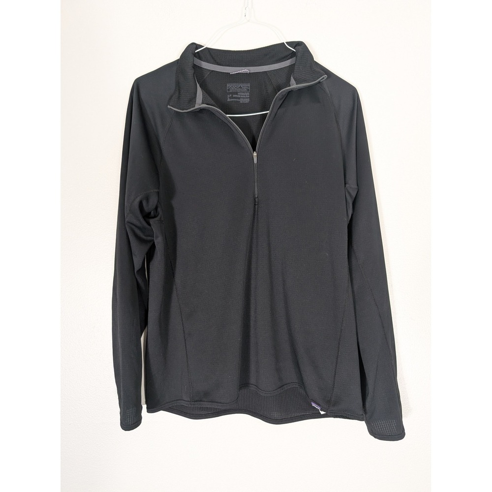 Patagonia Mens Large Capilene Midweight Baselayer 1/4 Zip Black Polartec
